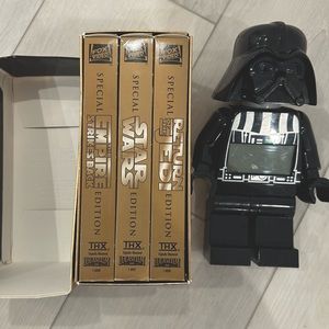 LEGO Darth Vader Alarm Clock and Original Trilogy VHS movies